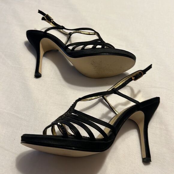 NINA. Size 6.5 black strappy heels - Picture 3 of 6